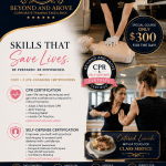 CPR, AED and Self Defense 1-Day Class flyer - Beyond and Above, $300, Saturday August 15 at Fort Lauderdale Executive Airport
