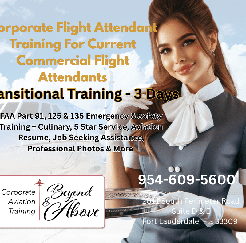 Corporate Training for Commercial Flight Attendants w FAA121 License